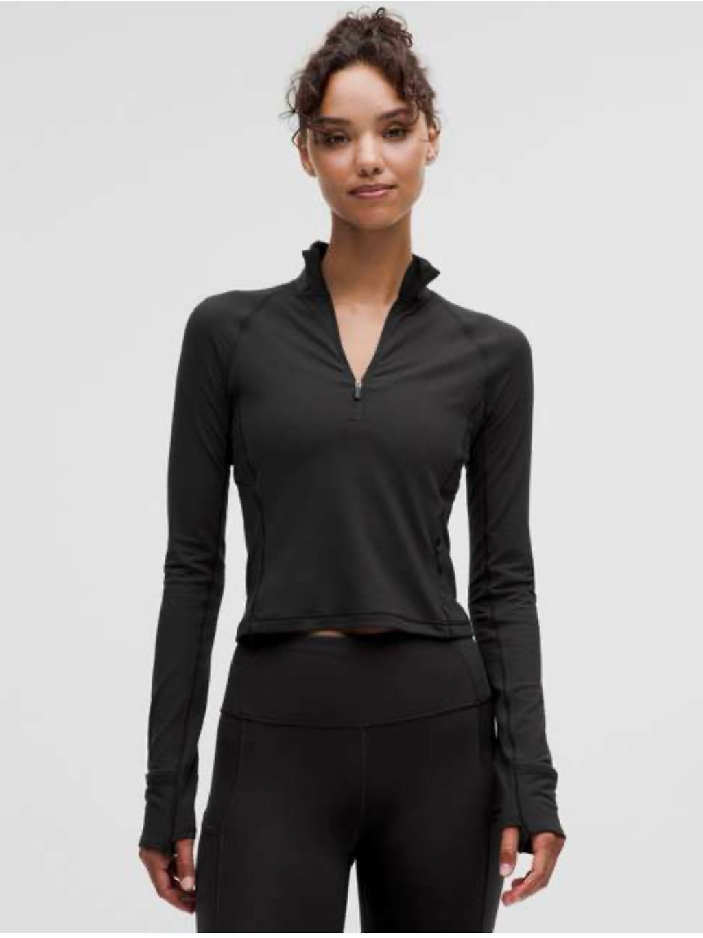 Lululemon Its Rulu Cropped Half Zip Black Est. Size 8